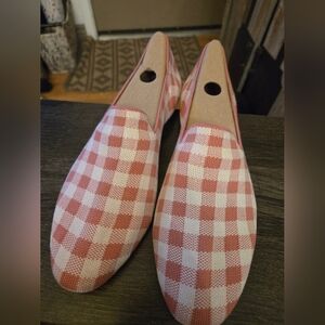 Rothy's Marta Ferri Loafer Slip-On Comfortable Pink/White Size W12.5 NWOB